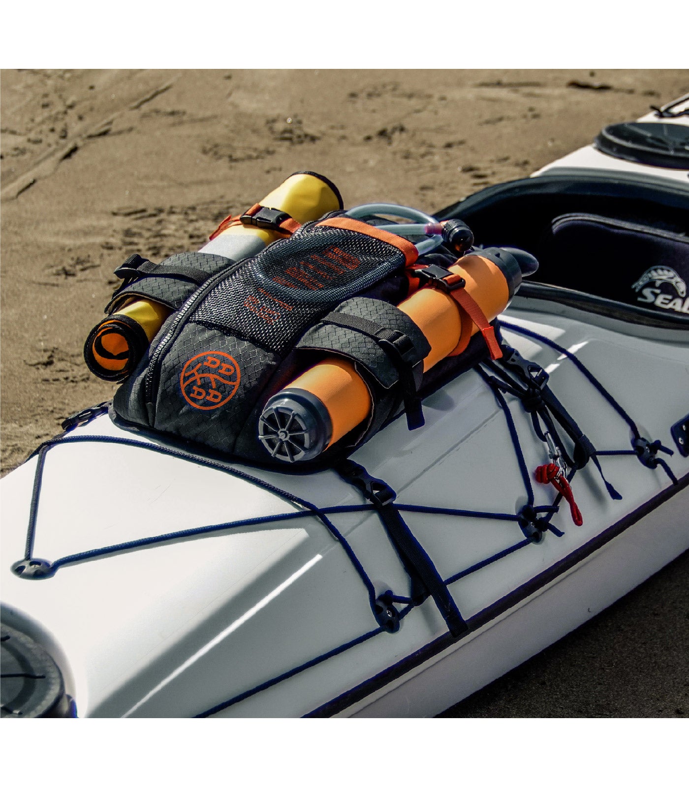 Gearlab Deck Pod - Kayak Deck Bag, Paddling Magazine Award (Holds Paddle Float, Bilge Pump), best kayak deck bag. Deck Pod carries hydration, snacks, gadgets, and safety equipment organized on deck and close to hand for your kayak trips.